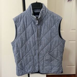 J. Crew Quilted Chambray Walker Vest in Dusty Blue